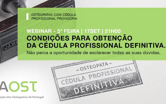 WEBINAR - CÉDULA PROFISSIONAL DEFINITIVA : Esclareça as suas dúvidas 